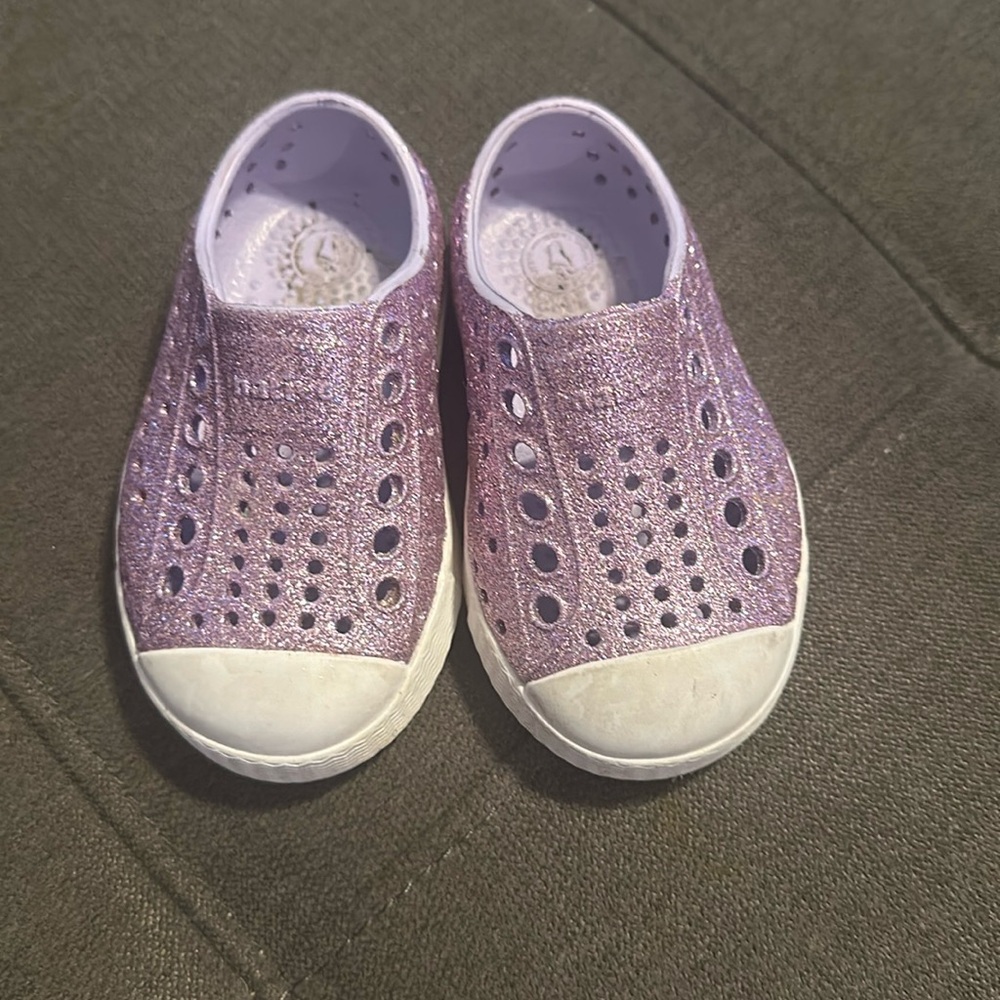 Native Shoes in Sparkly Purple and White